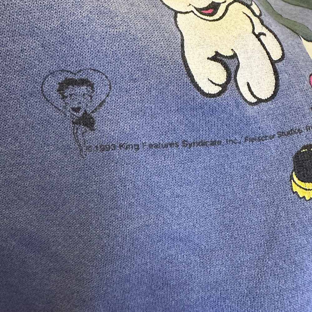 ⭐️ 282. Betty Boop Vintage Blue One Size Crewneck Sweatshirt Made 1993 90’s - Picture 5 of 6